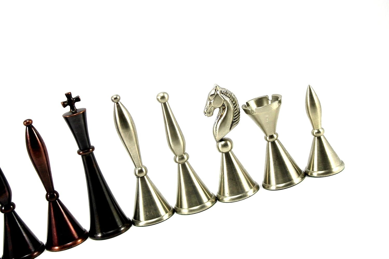 4" Brass Chess Pieces Set Handmade Silver & Copper Staunton Style Luxury Upgrade