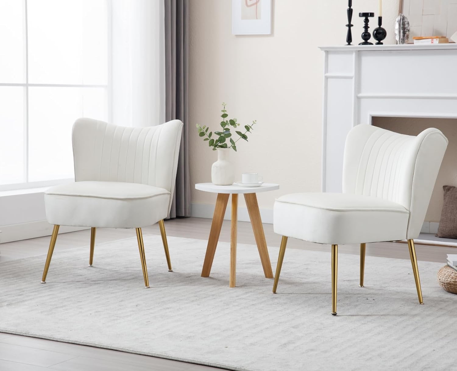 Beige Velvet Accent Tub Chair Gold Legs Modern Armchair