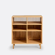Solid Oak Home Bar Cabinet Sliding Doors Drinks Storage Unit 90x95x47 cm