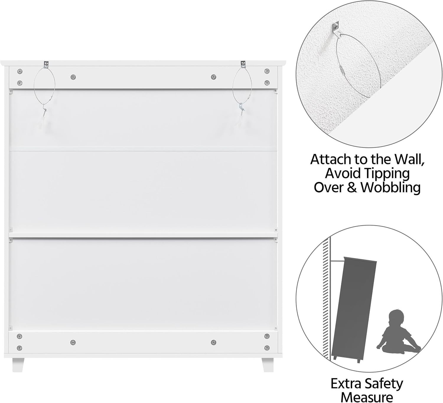 Modern White Shoe Cabinet Storage Unit with Drawer & 2 Doors – 4 Tier