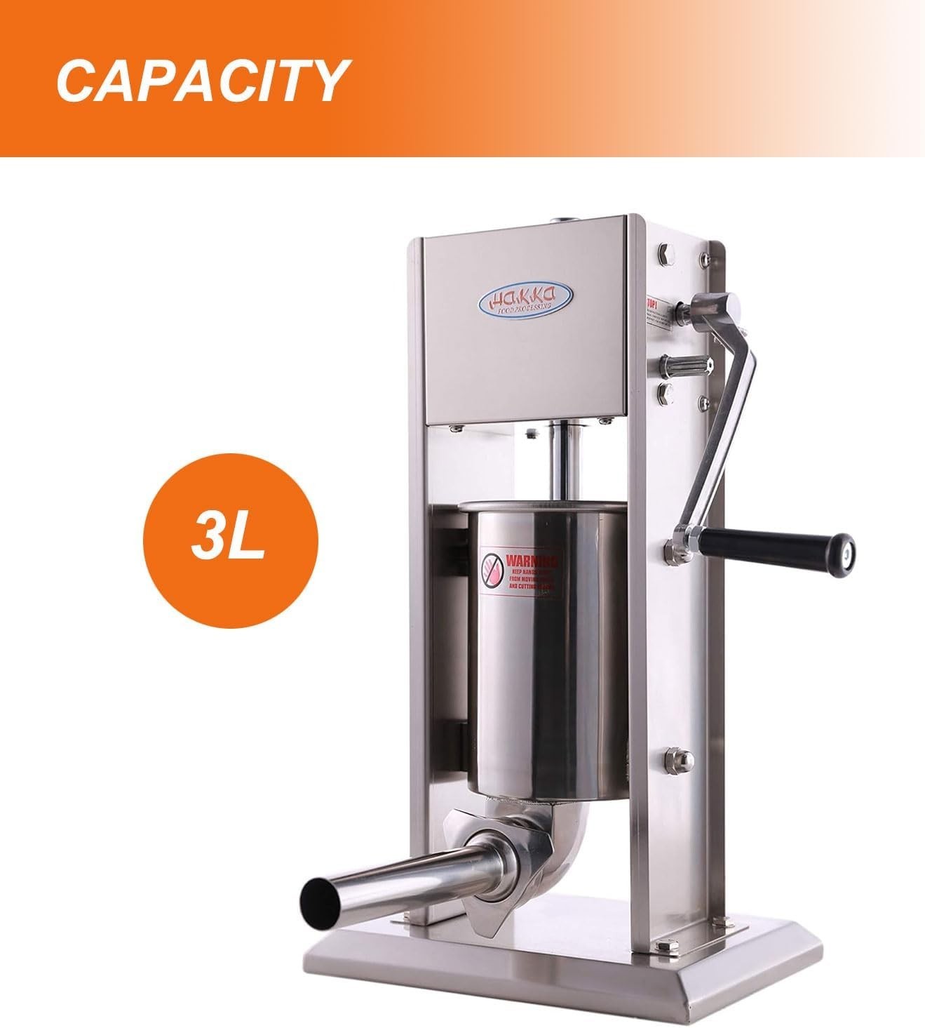 3L Manual Sausage Stuffer Stainless Steel Maker 4 Filling Tubes