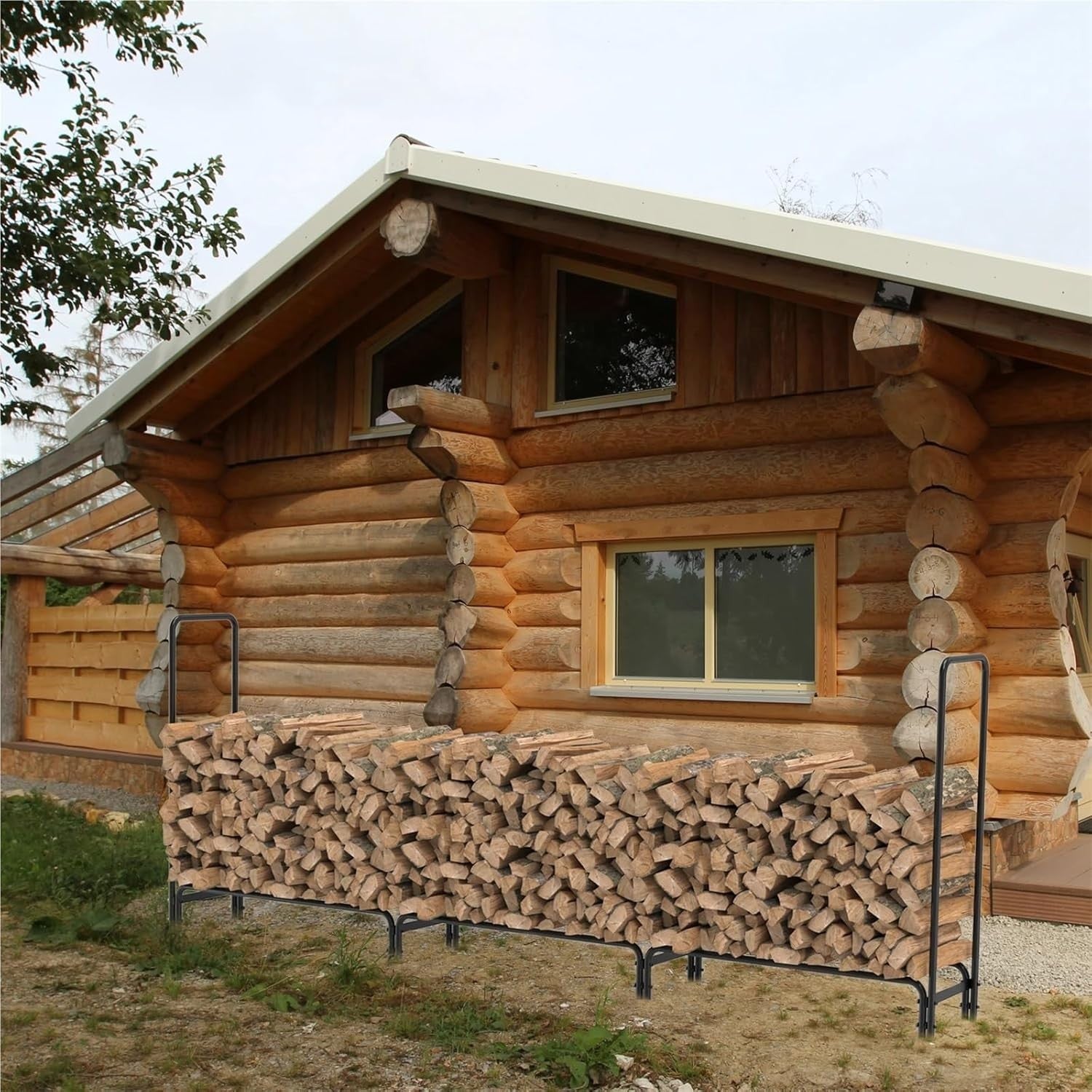 Heavy Duty Firewood Rack Log Holder for Indoor/Outdoor Wood Storage - 8ft