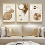 Framed Gold Wall Art Set of 3 Modern Geometric Prints