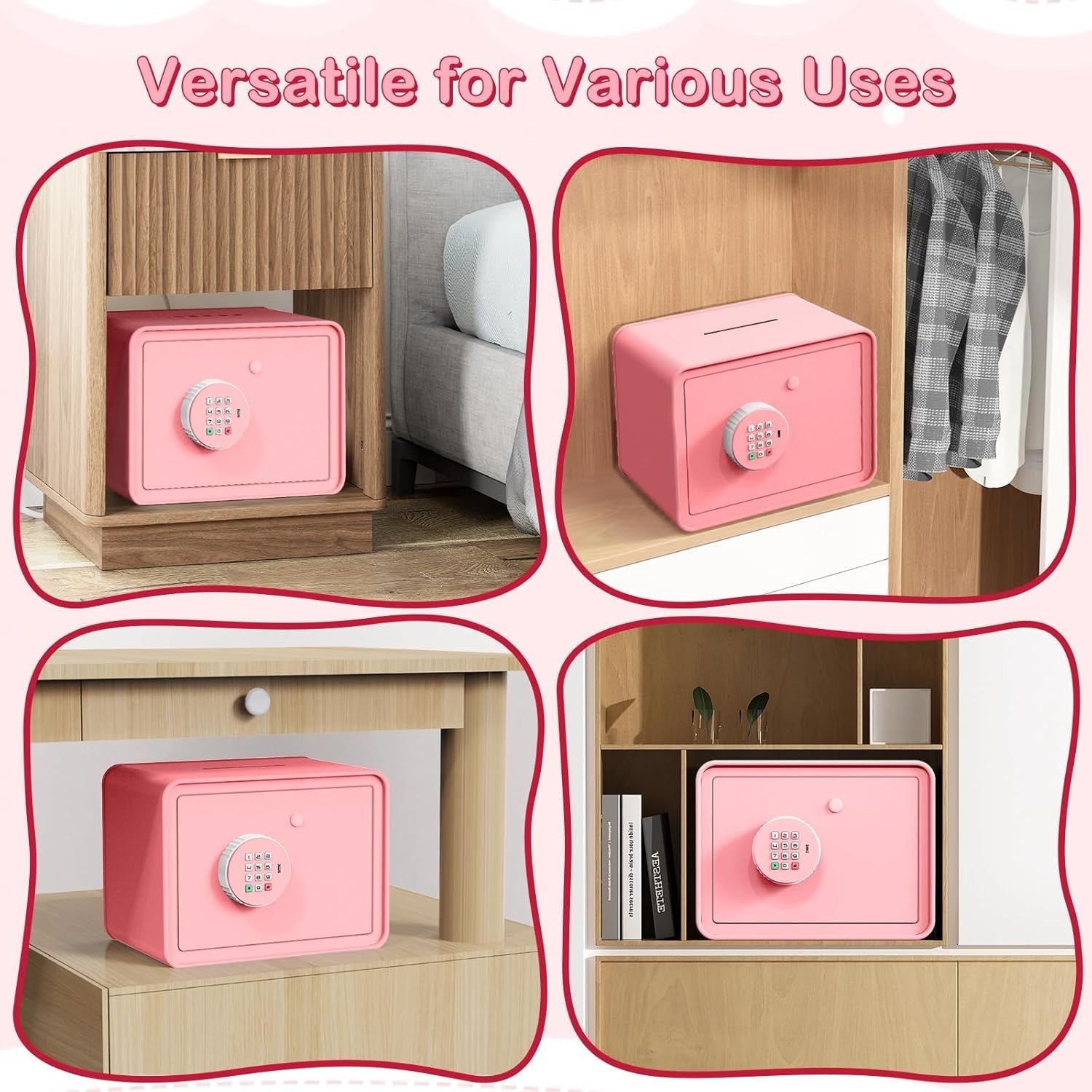 Kids Mini Safe Box Electronic Money Bank Keypad Lock Piggy Bank Pink
