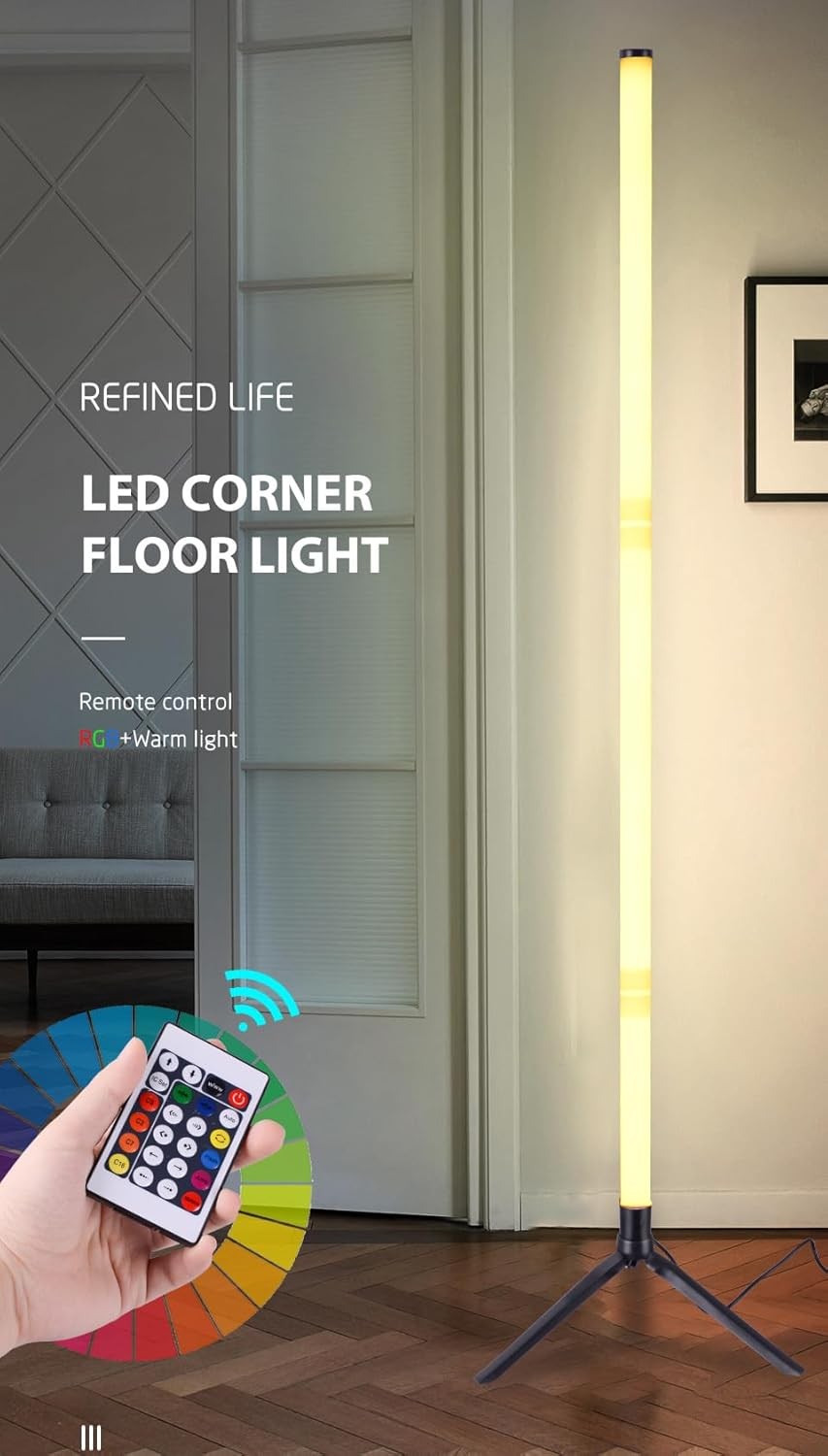 Smart RGB Corner Floor Lamp App Remote Dimmable LED Mood Lighting