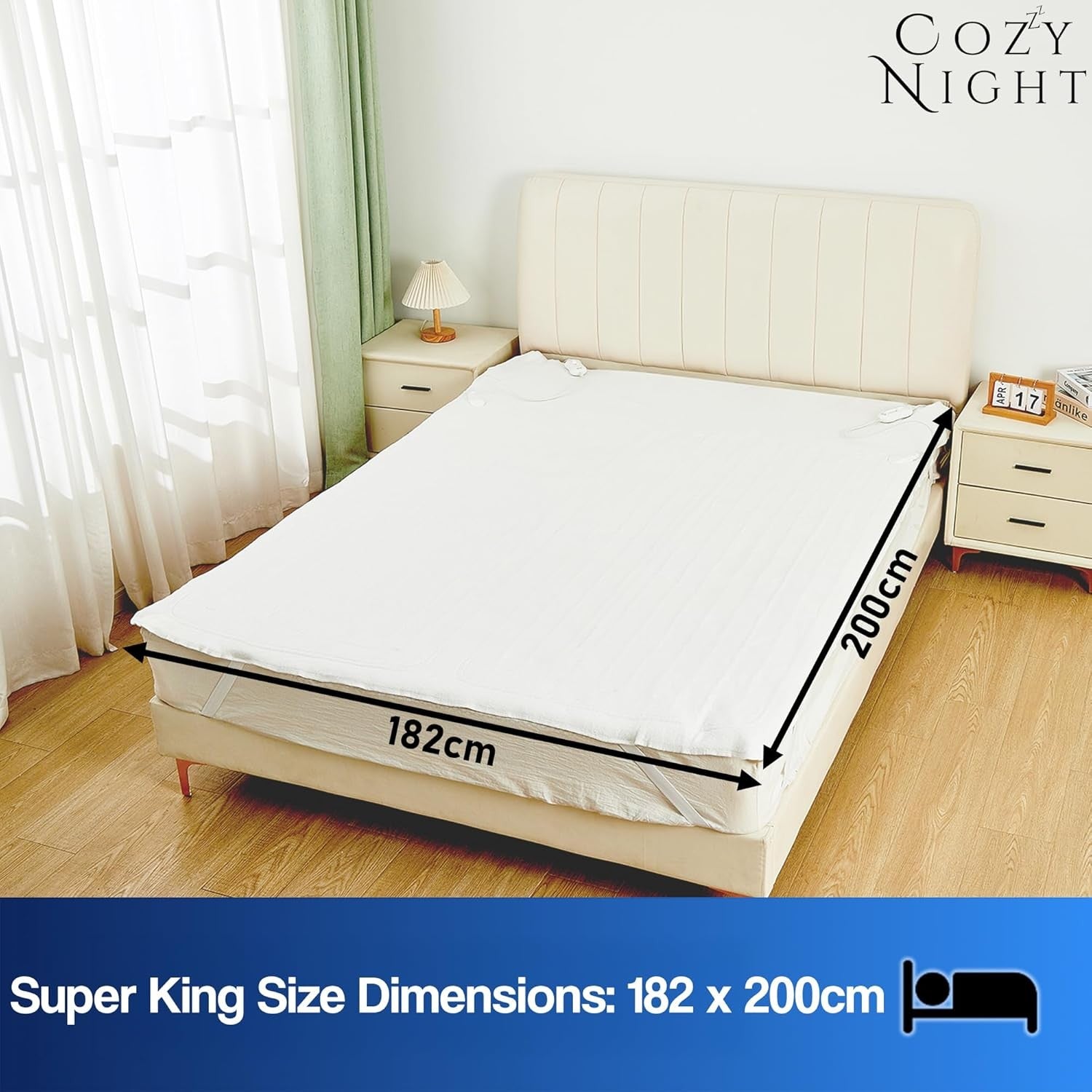 Electric Heated Underblanket Super King 182x200cm Dual Control 3 Heat Washable