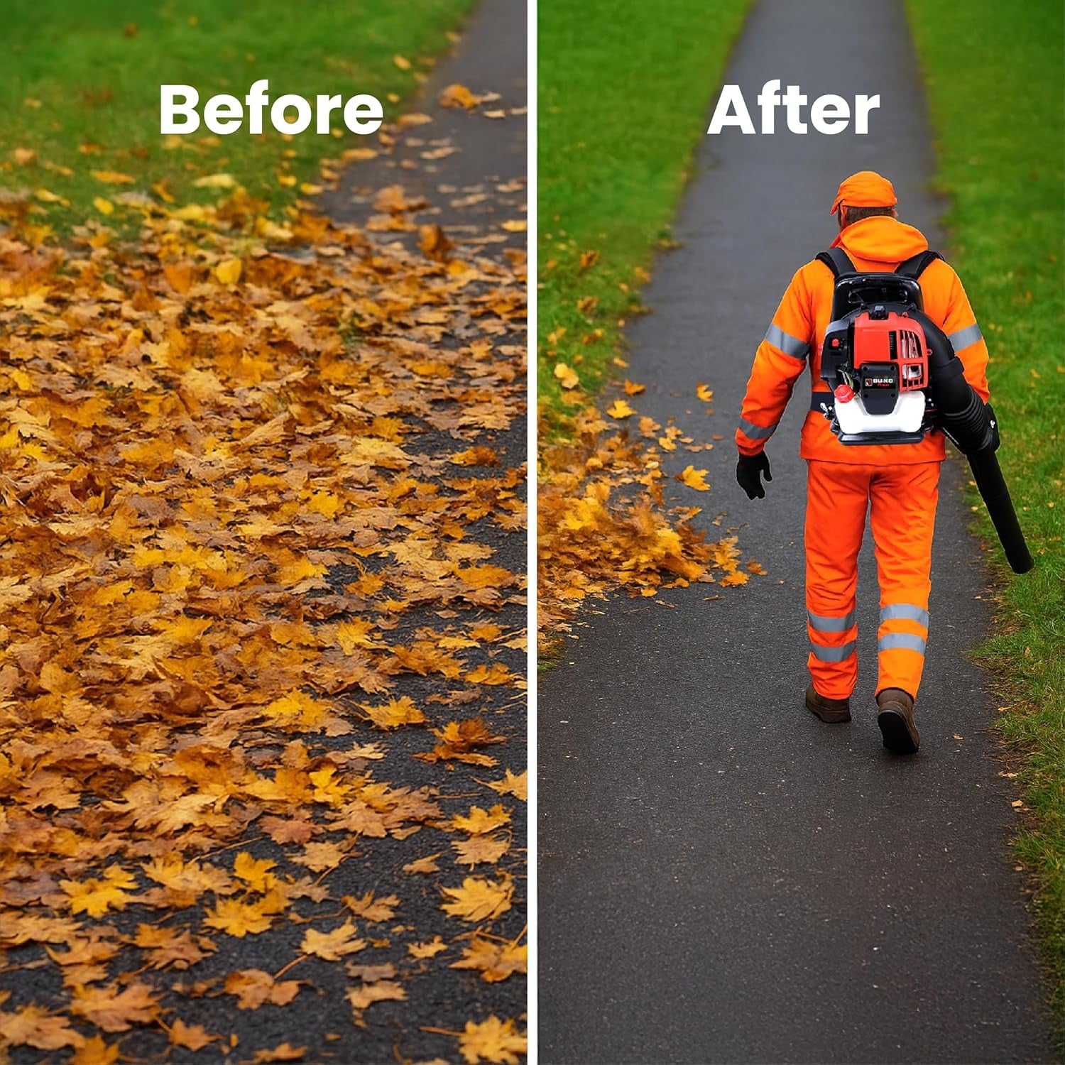 Petrol Backpack Leaf Blower 52cc 2-Stroke High Power Garden Debris Cleaner