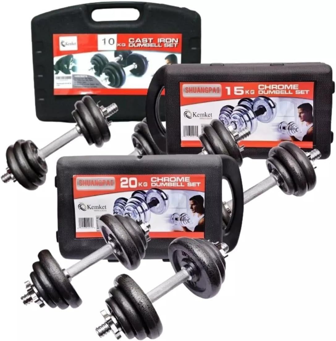 10kg Adjustable Cast Iron Dumbbell Set Spinlock Bars Home Gym Weights