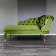 Velvet Chaise Lounge Sofa Tufted Right Hand Chair Olive Bedroom Living