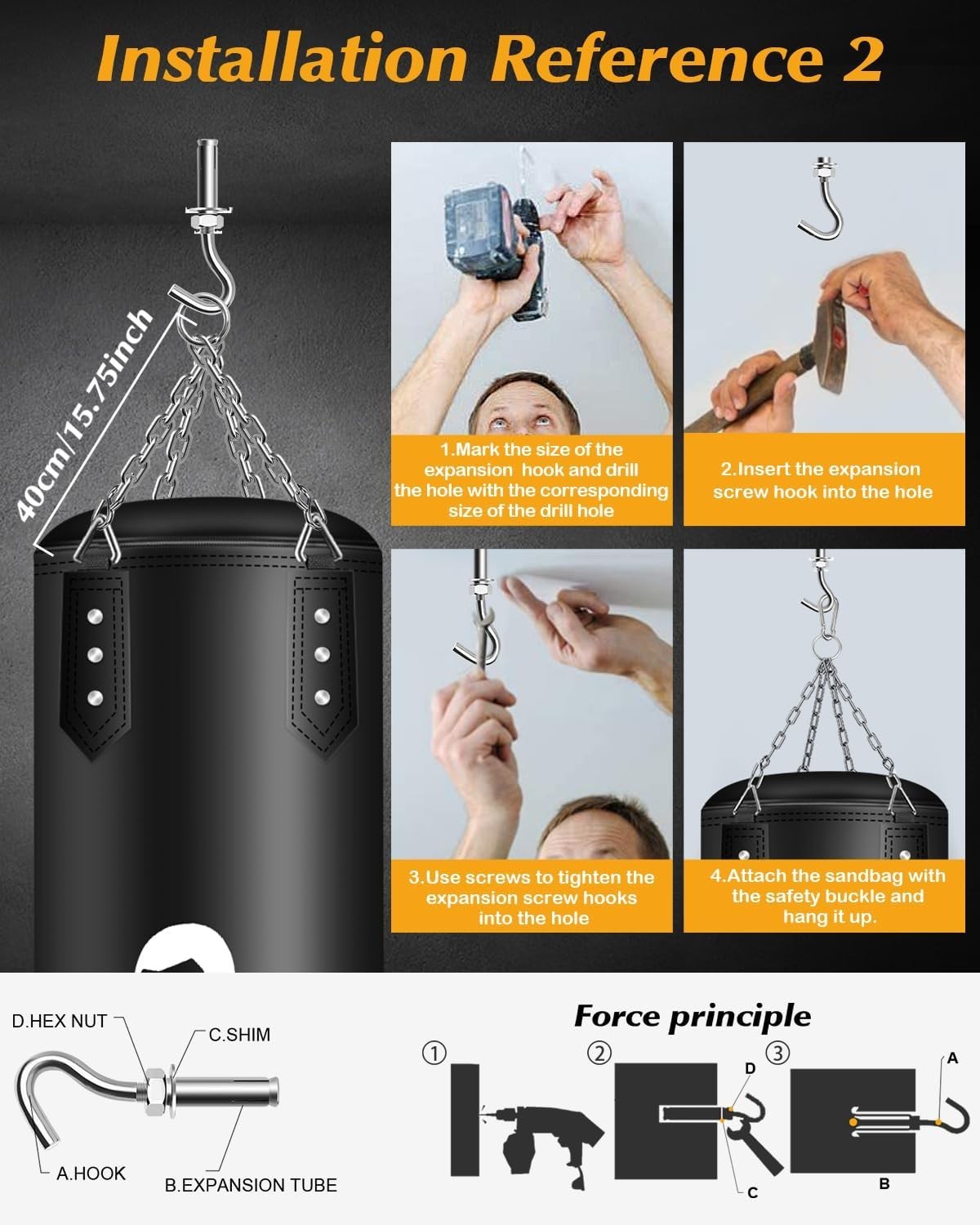 Hanging Punching Bag 120cm Unfilled Boxing MMA Training Kit