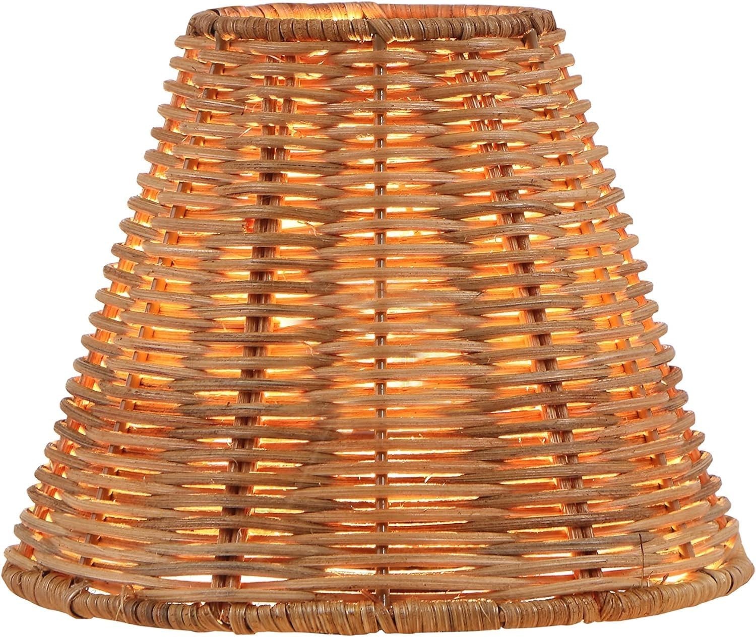 Rattan Clip On Lamp Shades Set of 6 Small Wicker Chandelier Wall Shades