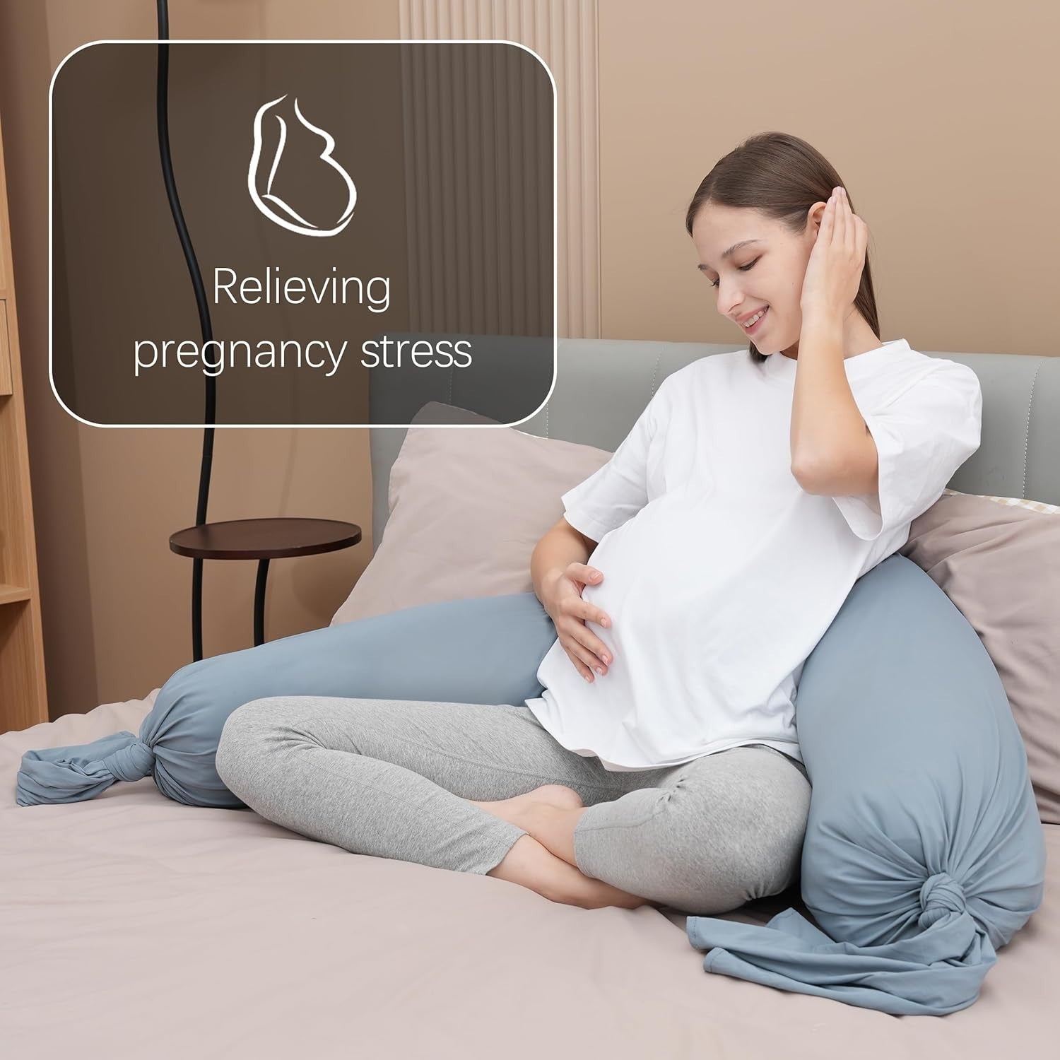 Pregnancy Pillow 54” Full Body Maternity Support Cushion Cooling Cover