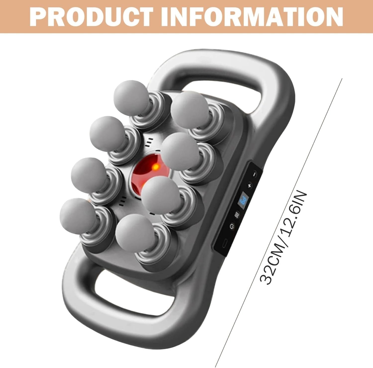 Multi Head Massage Gun Deep Tissue Muscle Relief 30 Intensities Red Light