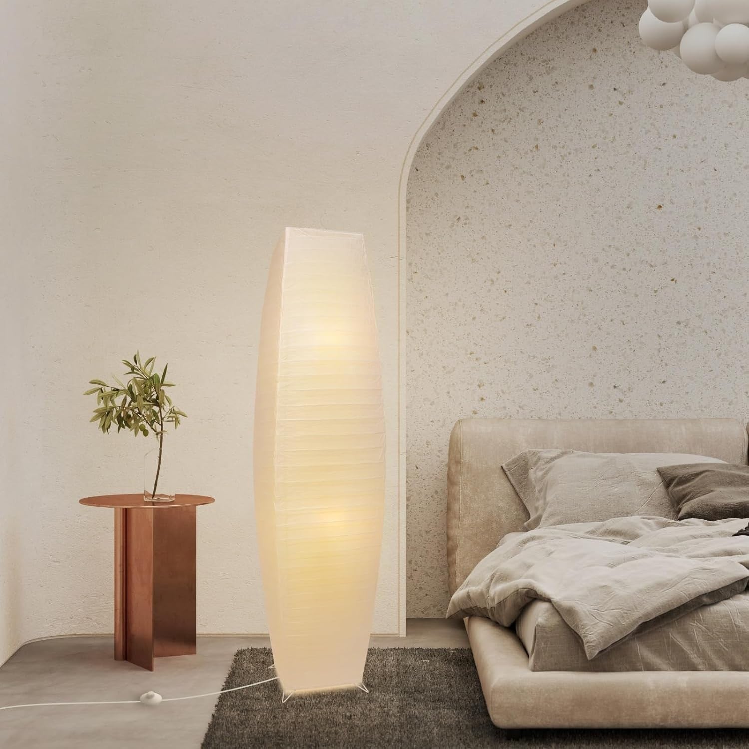 Japanese Paper Floor Lamp Set of 2 Rice Paper Shade Corner Standing Lights