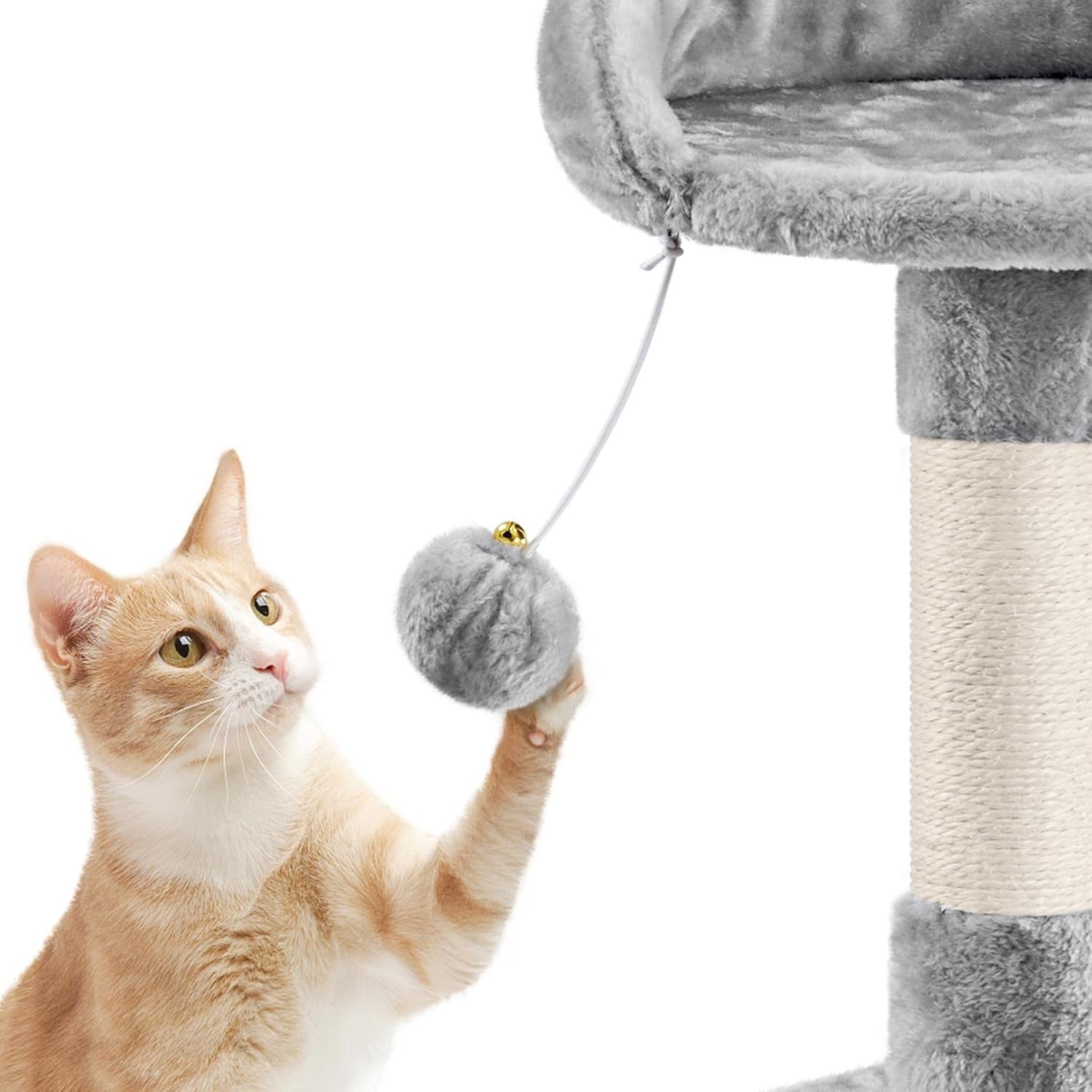 194cm Light Grey Cat Tree Tower with Condos Baskets Scratching Posts