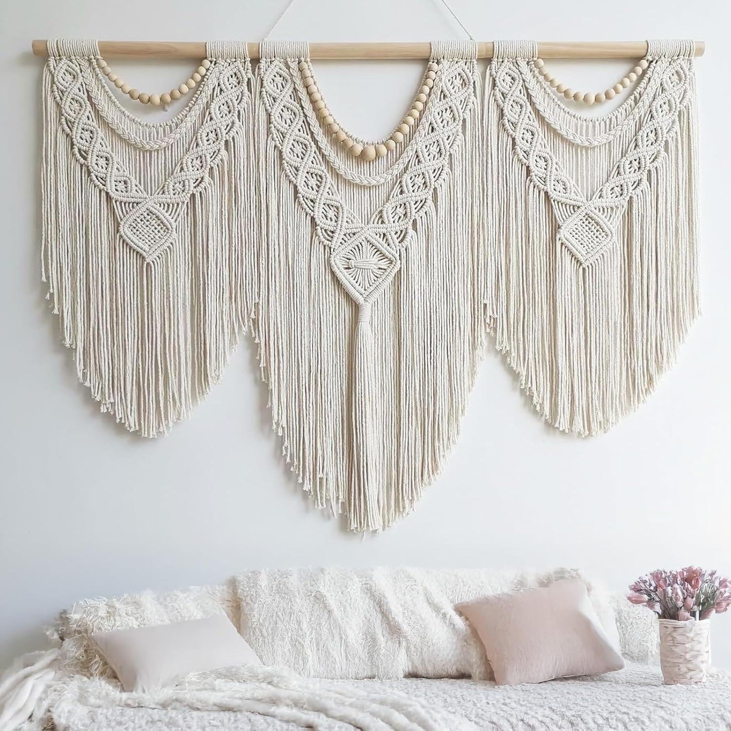 Large Boho Macrame Wall decoration 110x82cm Bedroom & Balcony