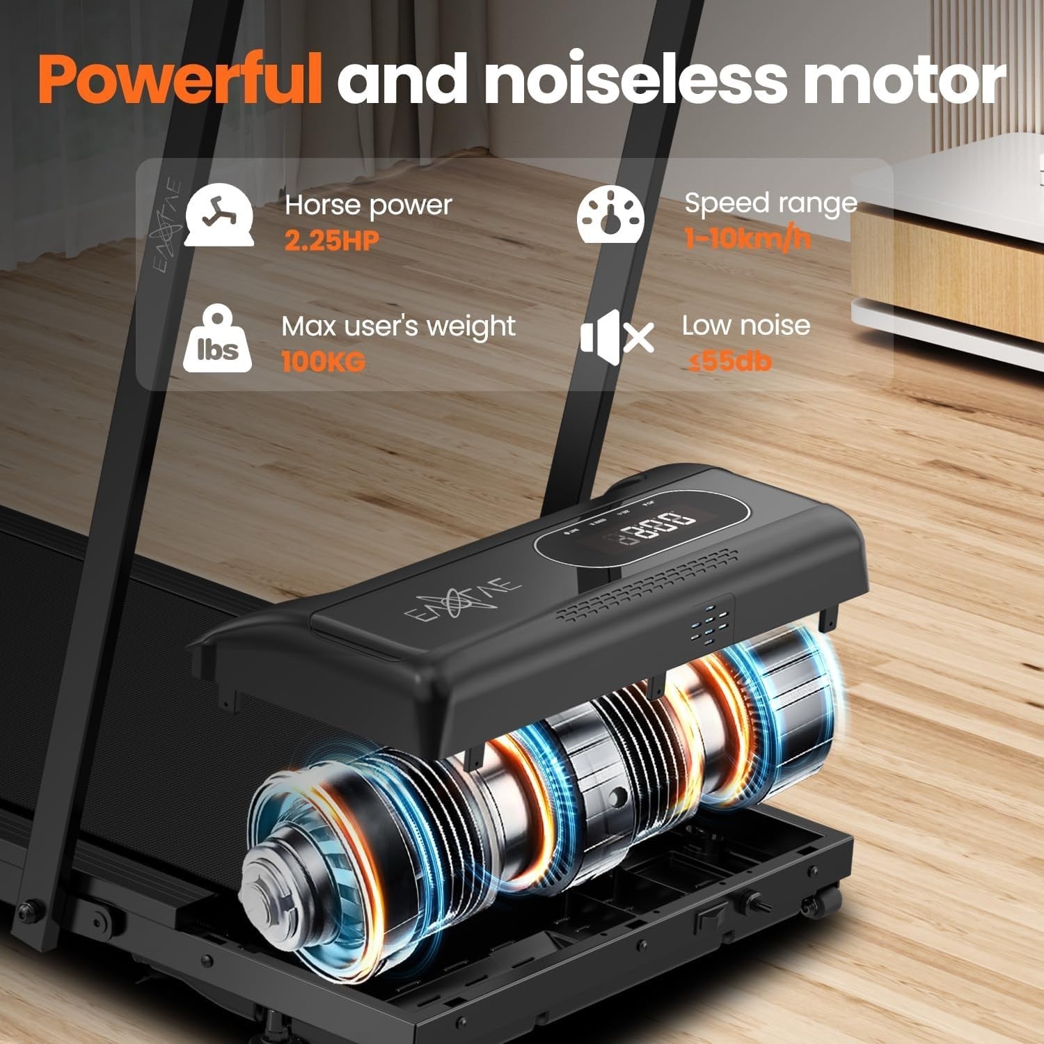 Foldable Under Desk Walking Treadmill 10KM/H Home Office Gym Pad