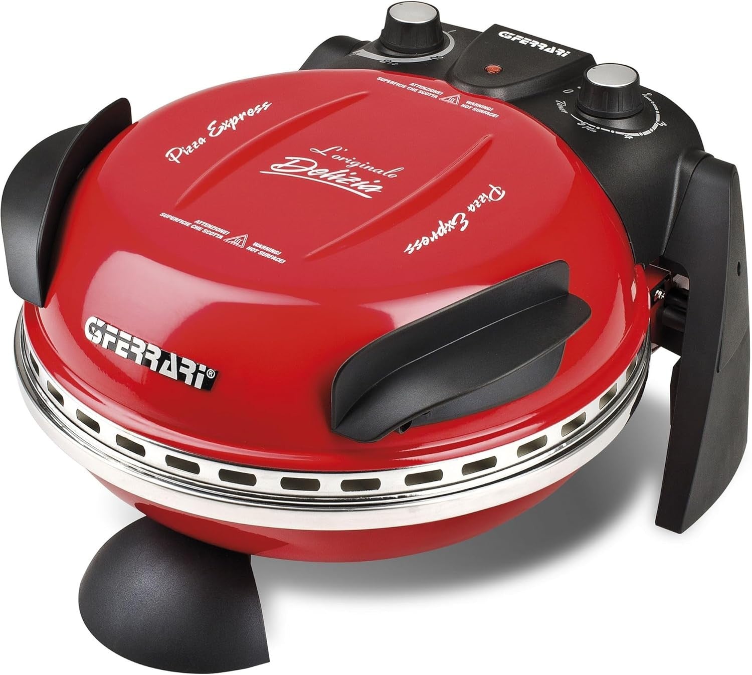Electric Pizza Oven 1200W | Portable Indoor Pizza Maker w/ Stone Plate 31cm Red