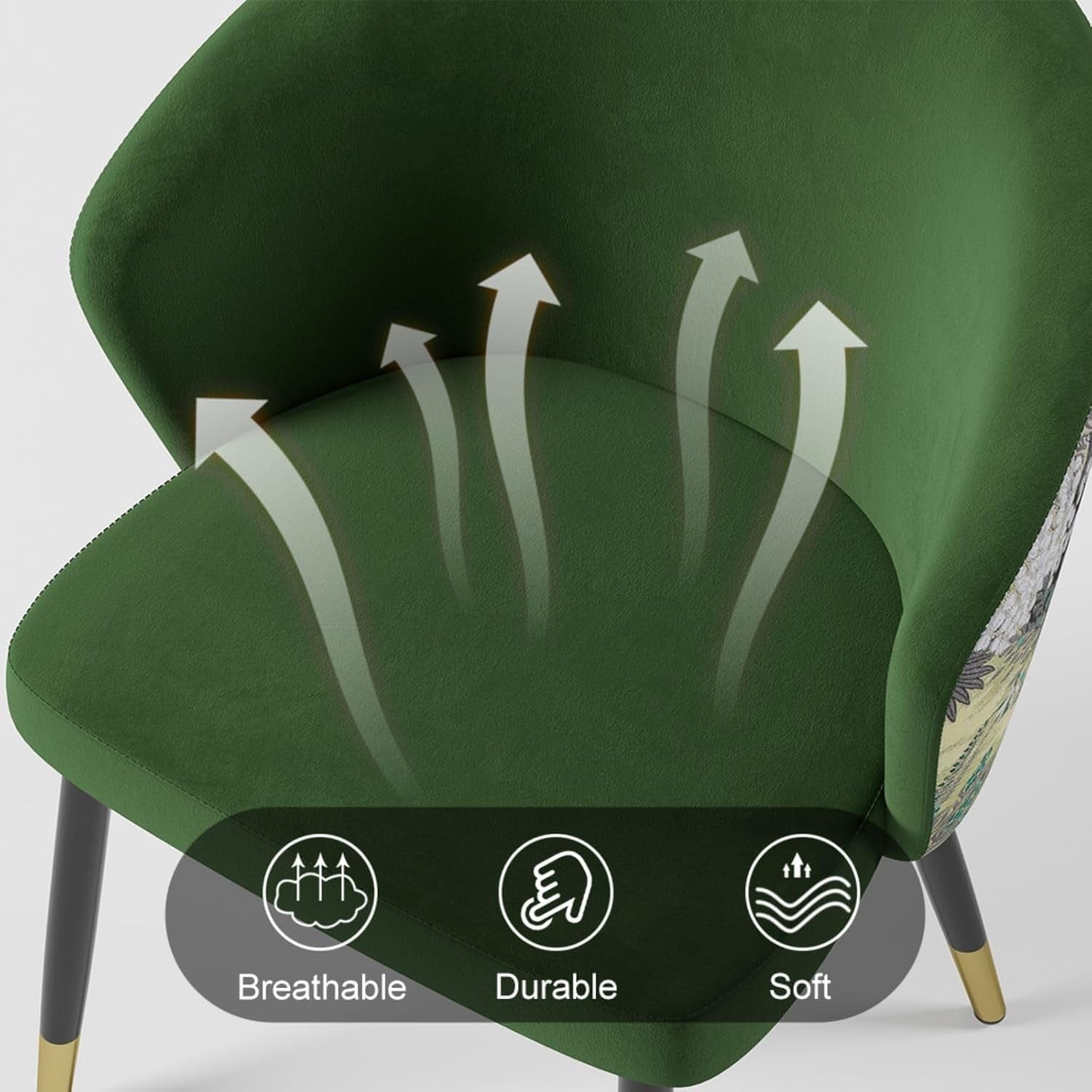 Luxury Velvet Dining Chair Upholstered Side Chair with Padded Seat & Gold Legs