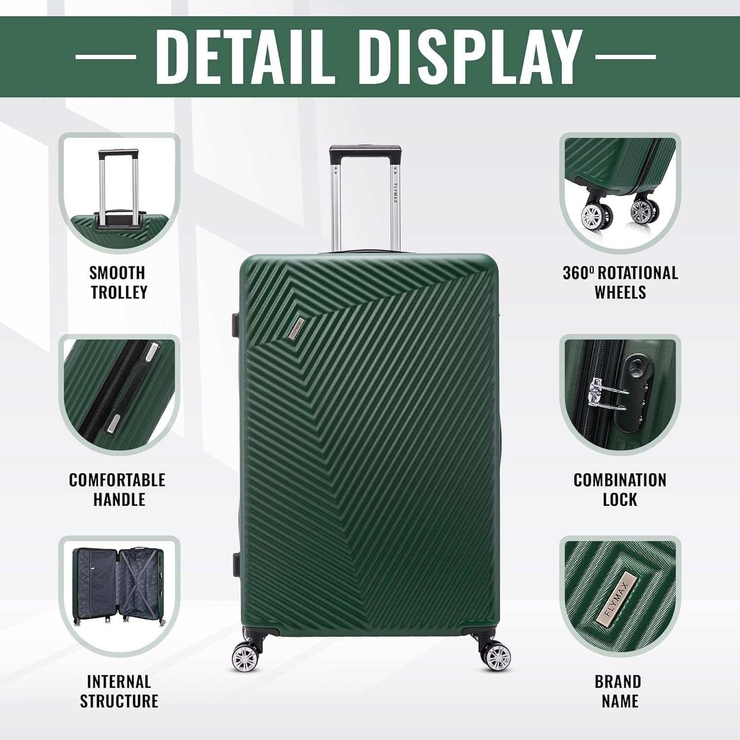 Medium Check-In Suitcase ABS Hard Shell 4 Wheel Spinner 67L Lockable
