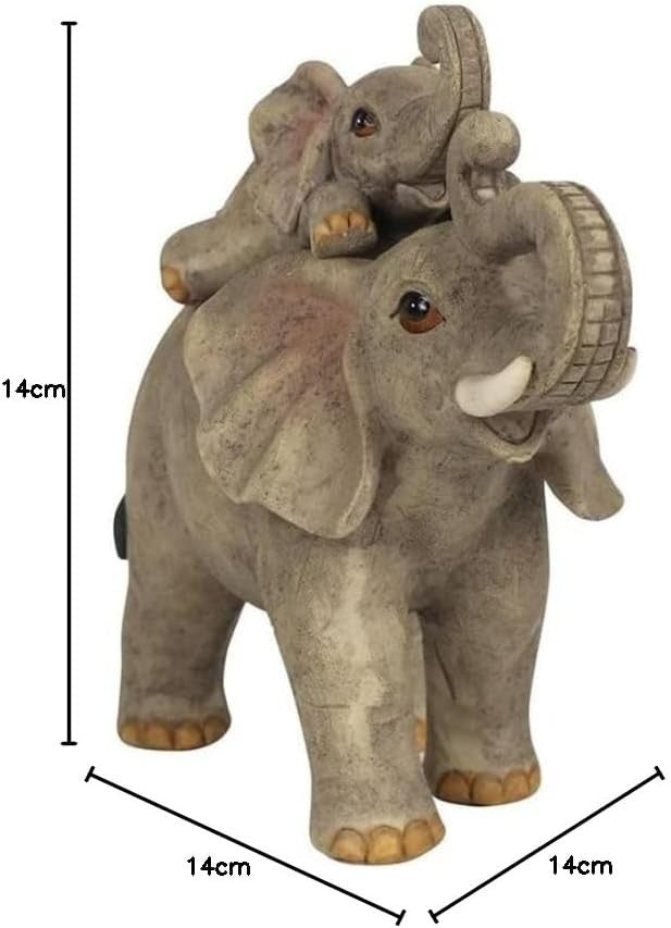 Mother & Baby Elephant Ornament Resin Rustic 12.5cm Home Decor Gift Sculpture