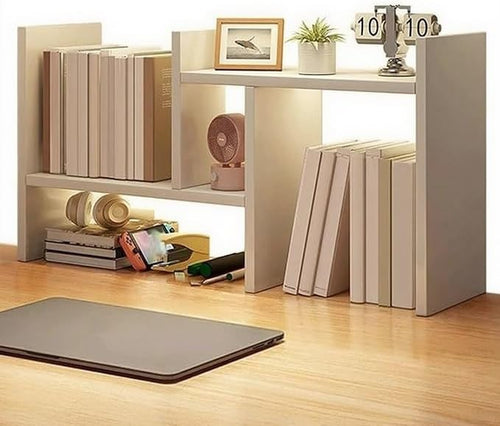Adjustable Dorm Desk Hutch Organizer | White Double-H Desktop Shelf 60cm