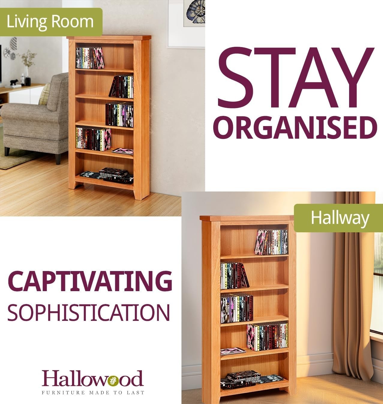 Solid Oak CD DVD Storage Unit 5 Tier Media Tower Holds 250 CDs