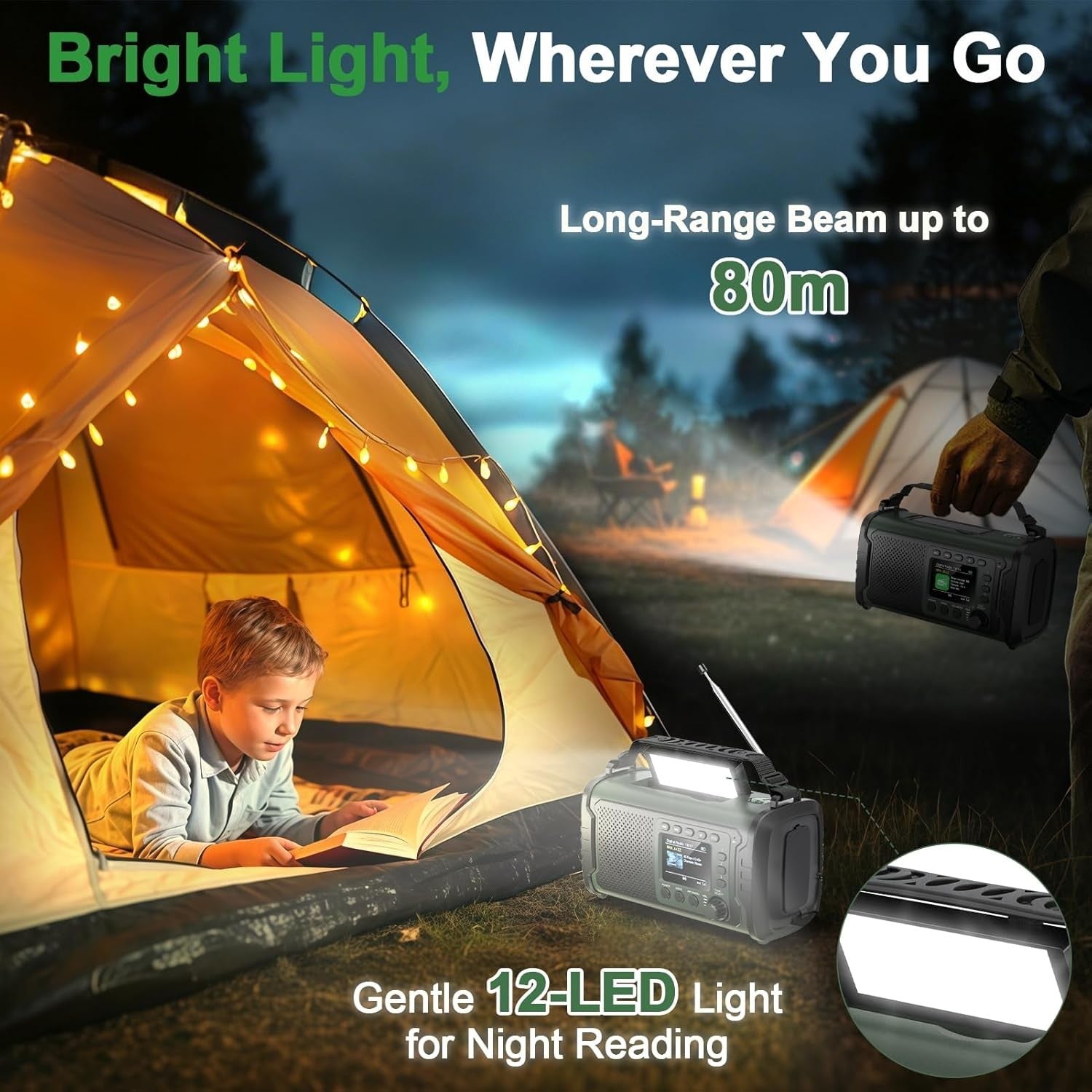 Portable DAB Radio 20000mAh Battery | Bluetooth, FM, SOS, Torch