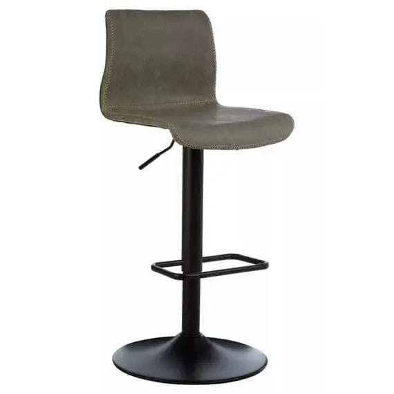 Set of 2 Grey High Back Bar Stools Adjustable Swivel Chairs with Footrest