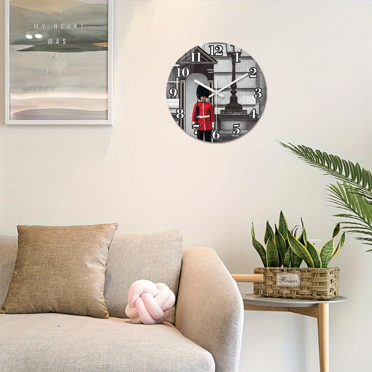16" London Guard Wall Clock Silent Glass Round Modern UK Decor