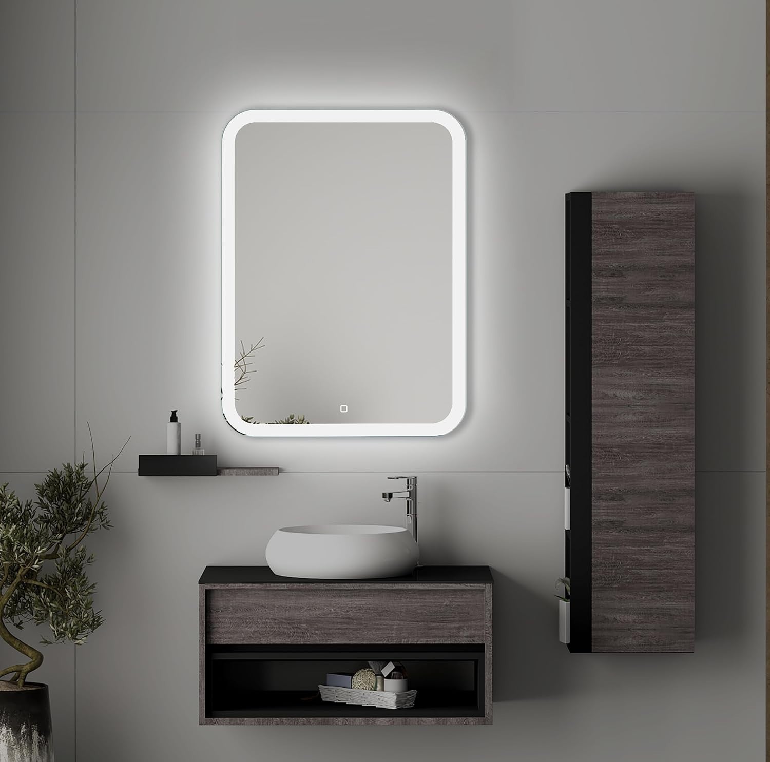 LED Bathroom Mirror 60x80cm Touch Sensor, Rounded Corners, Energy Efficient