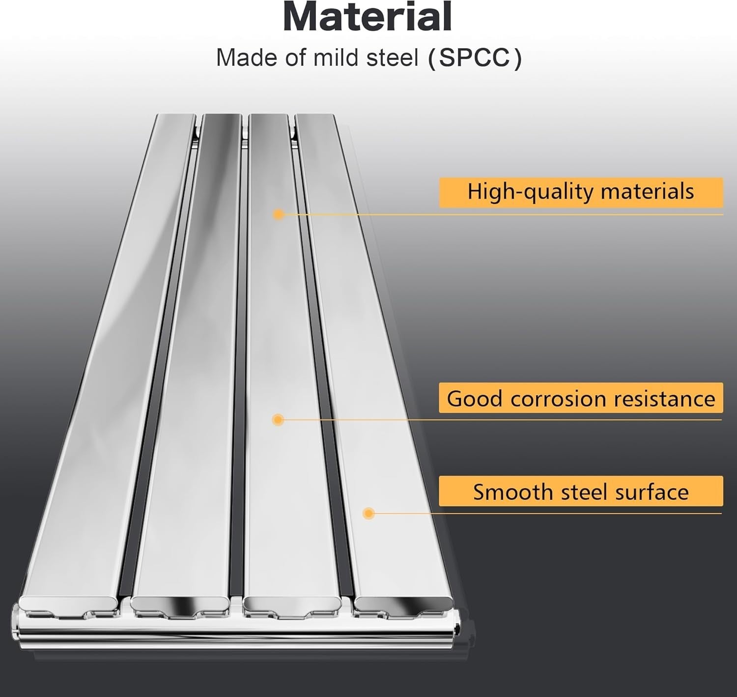 Vertical Column Radiator Chrome 1600x300mm Tall Flat Panel UK Heating