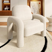 Sherpa Accent Armchair Teddy Upholstered Lounge Reading Chair Cream