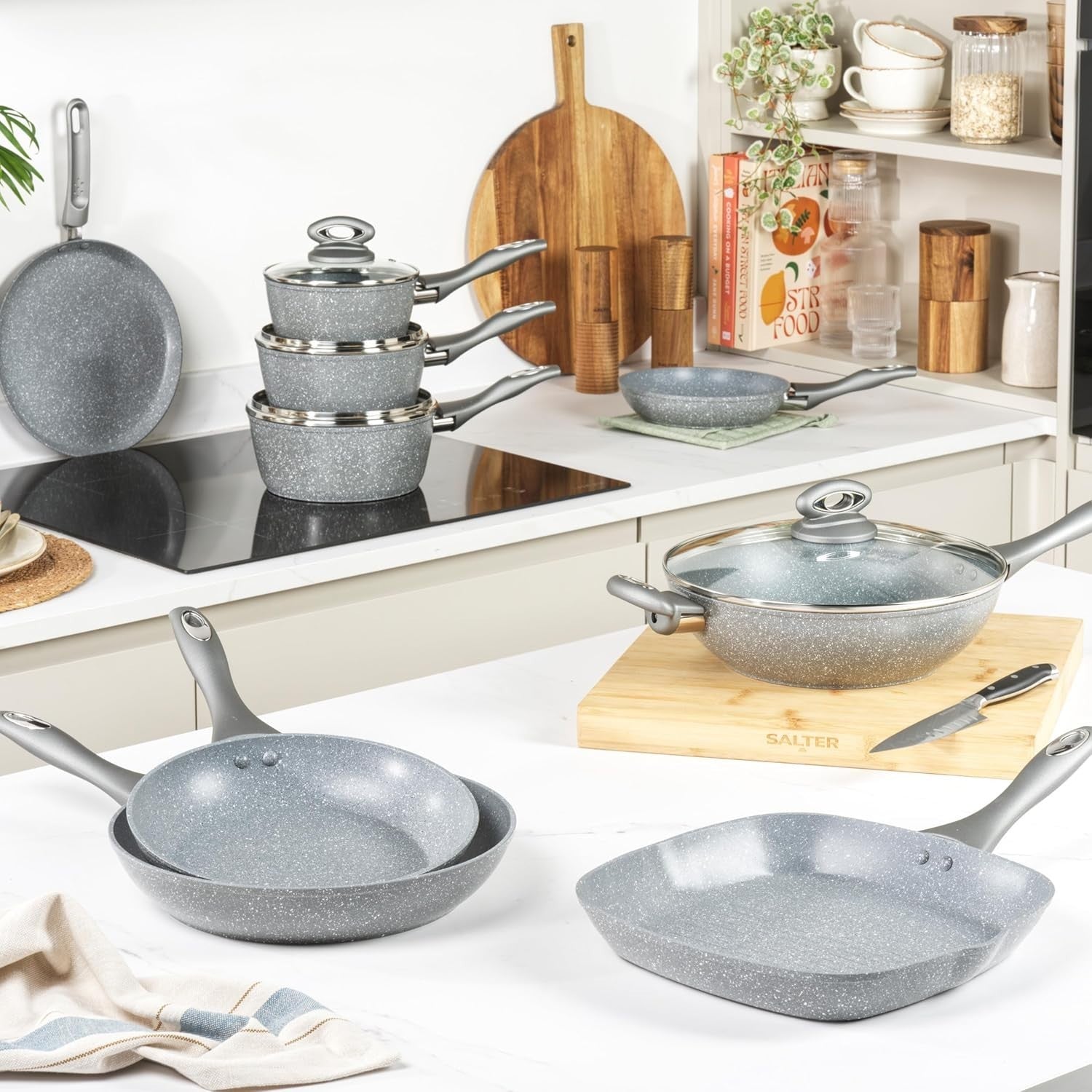 25cm Non-Stick Marblestone Crepe Pan, PFOA-Free, Induction & Gas Compatible