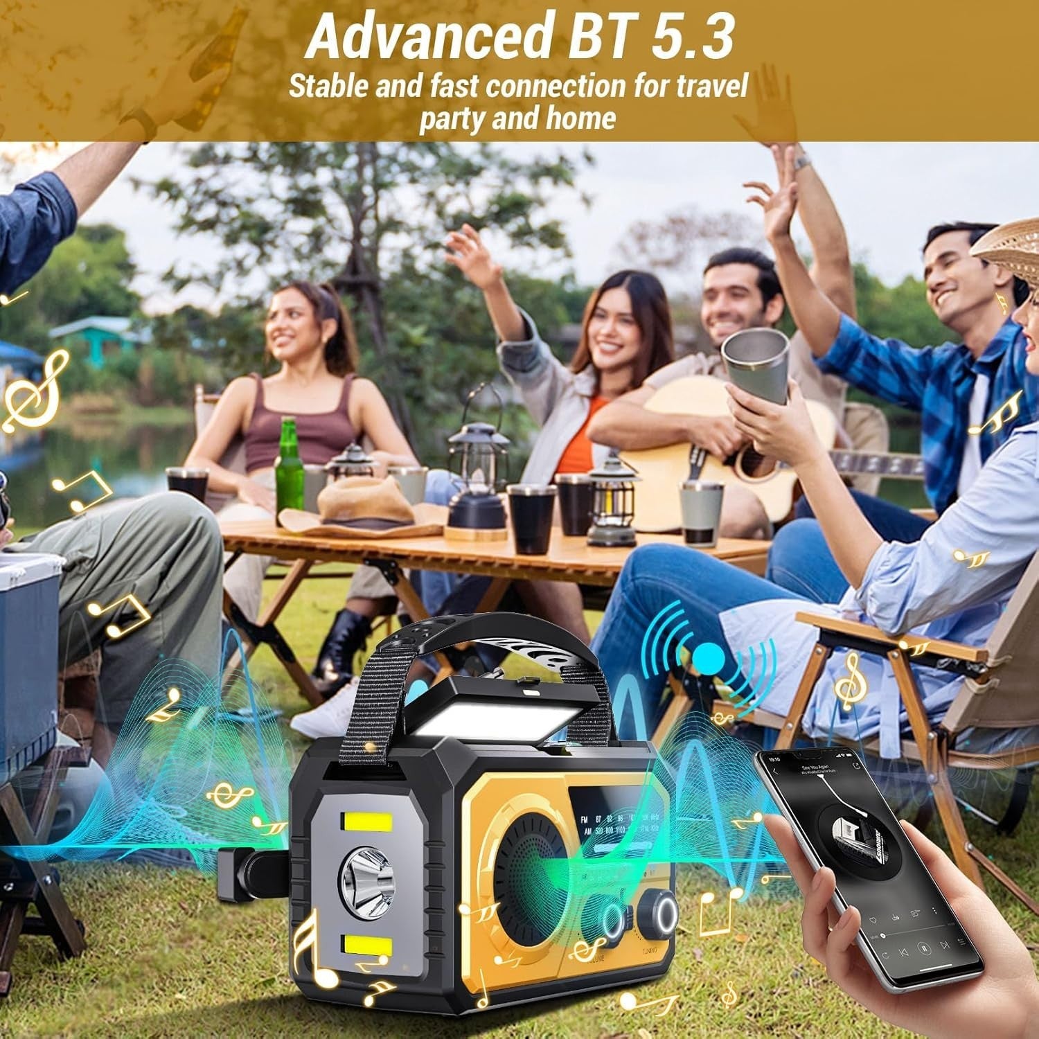 Emergency Wind Up Solar Radio 27000mAh Power Bank AM/FM Torch Orange