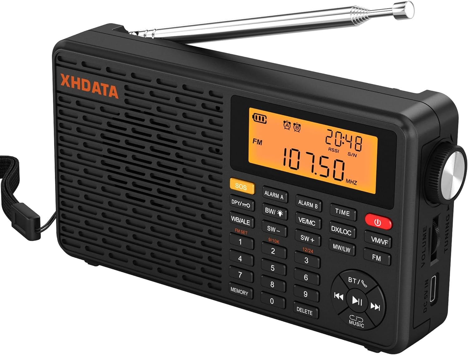 Portable Emergency Shortwave Radio FM AM Bluetooth SOS