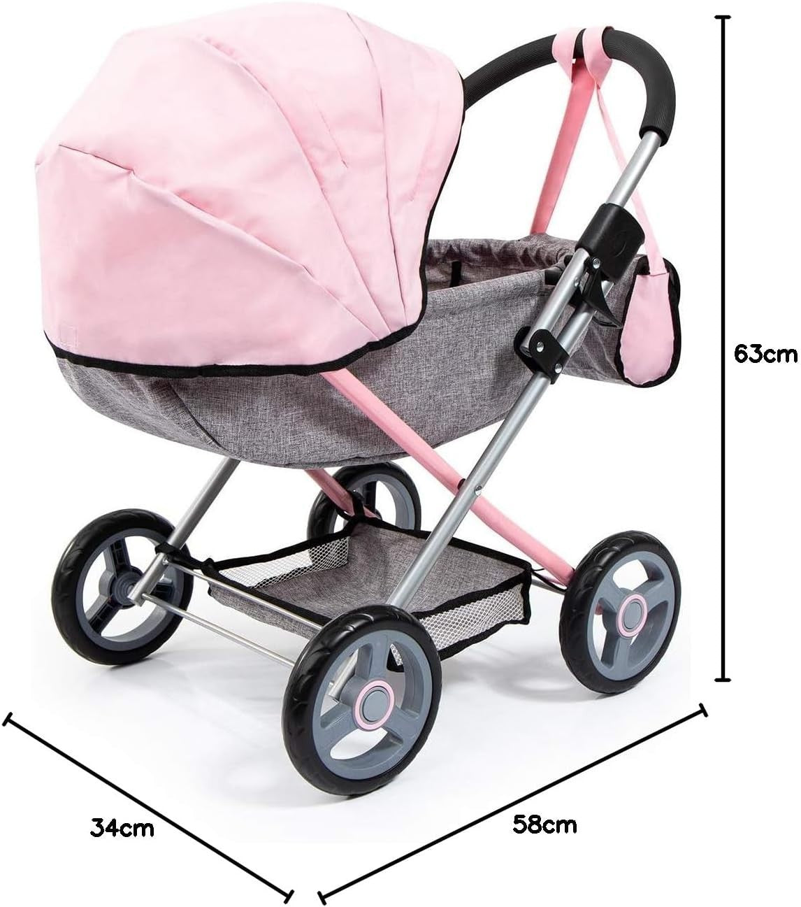 Foldable Baby Doll Pram Pushchair Toy with Accessories for 46cm Dolls