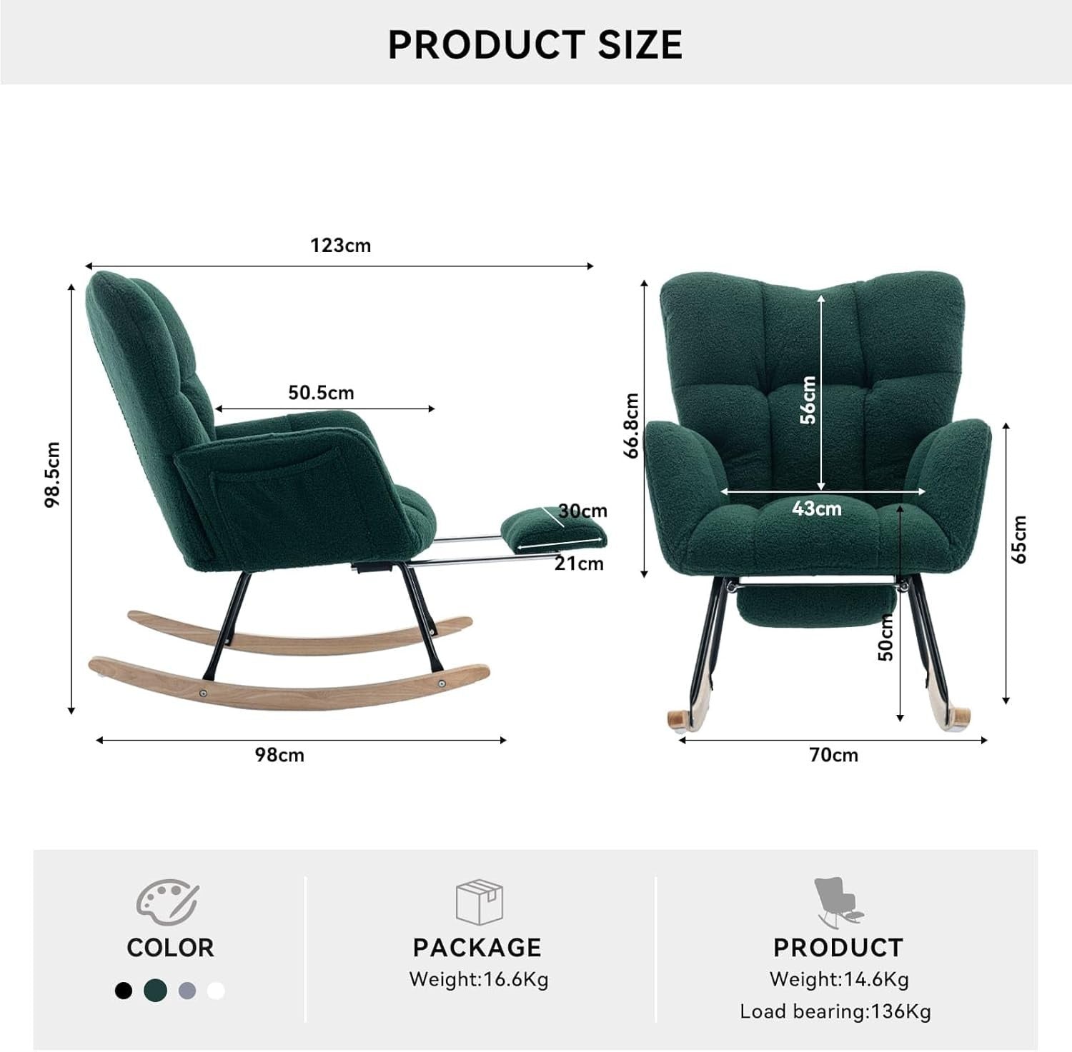 Ergonomic Nursing Rocking Chair with Footstool, Wooden Glider, Cozy Armchair
