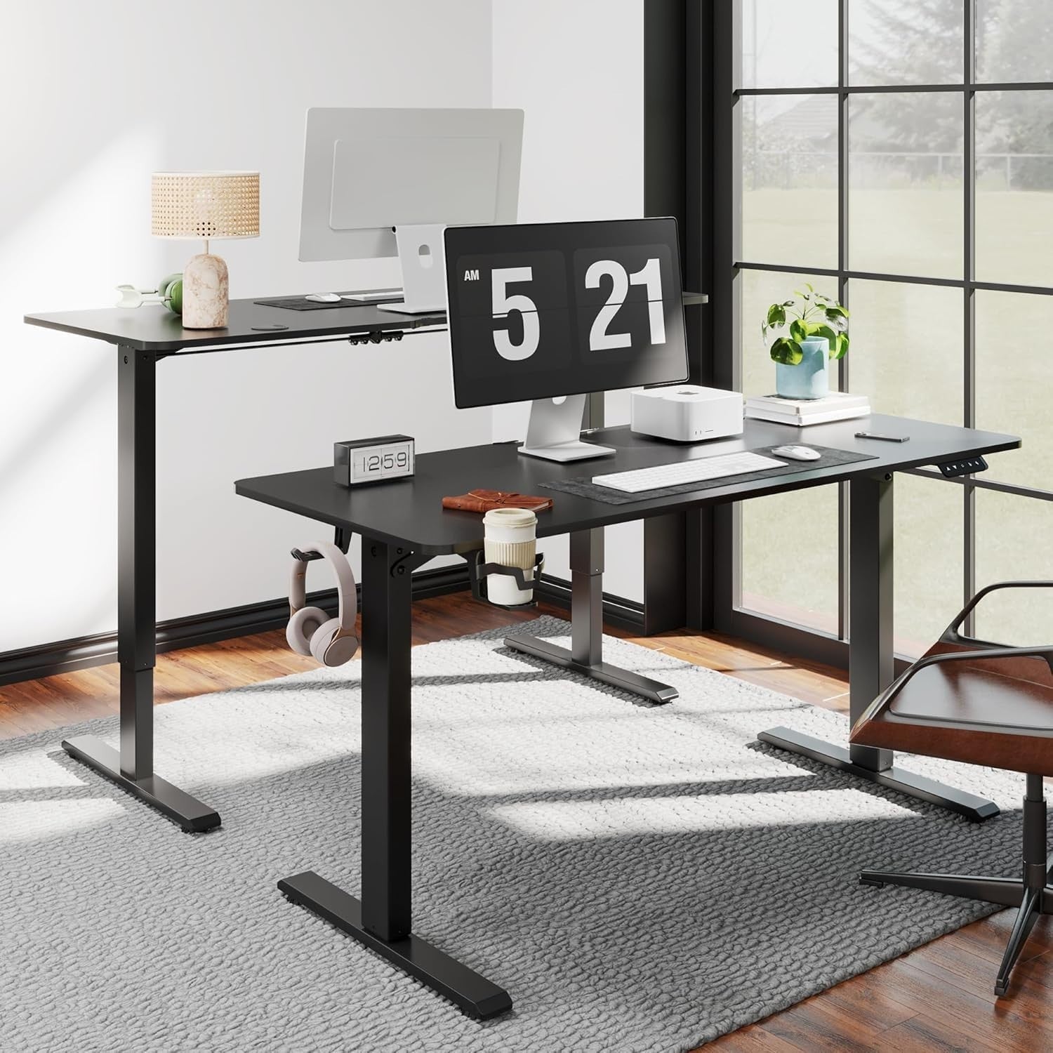 Black Electric Standing Desk 110x60cm with Memory & Adjustable Height