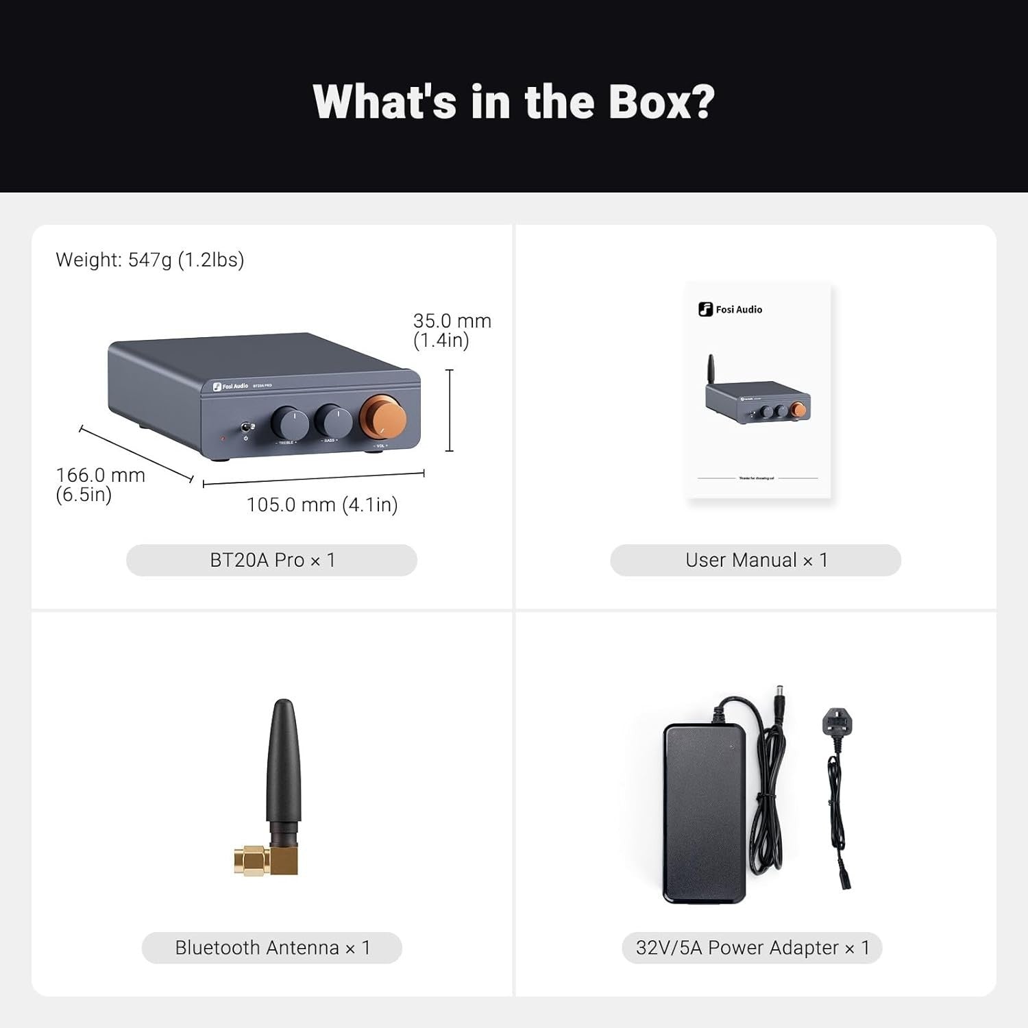 300W x2 Bluetooth HiFi Mini Amplifier with Bass Treble Control & TPA3255 Chip