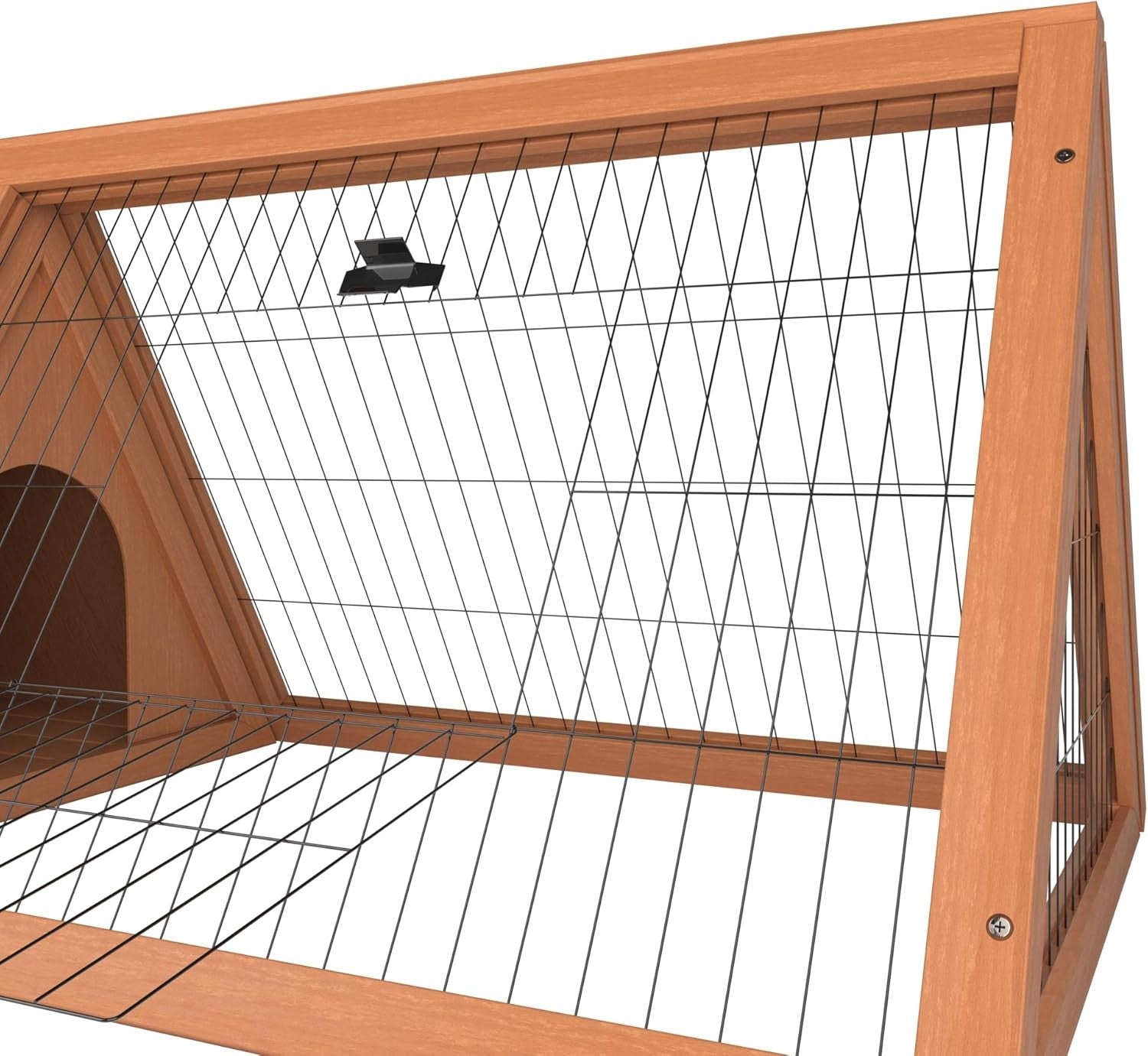Triangle Rabbit Hutch Outdoor Wooden Guinea Pig Cage Secure Run Enclosure