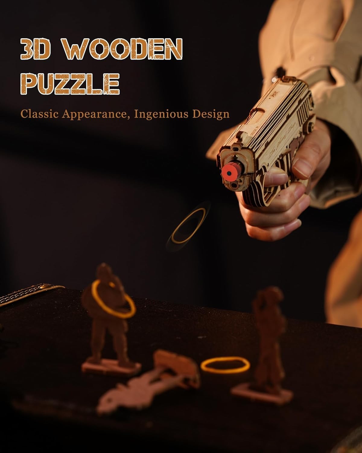 Wooden Rubber Band Gun Kit for Teens Adults – DIY Puzzle Toy Gift Set