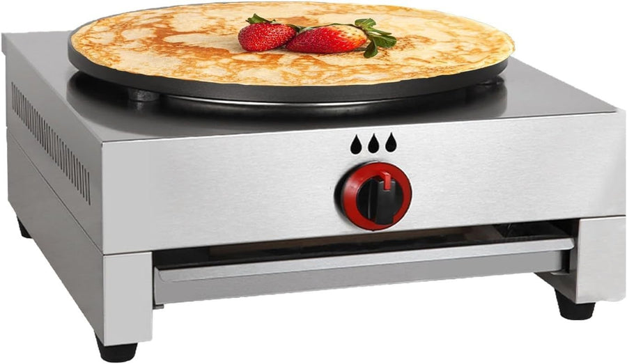 Commercial Gas Crepe Maker 15.7" Non-Stick Hotplate | Pro Pancake Griddle