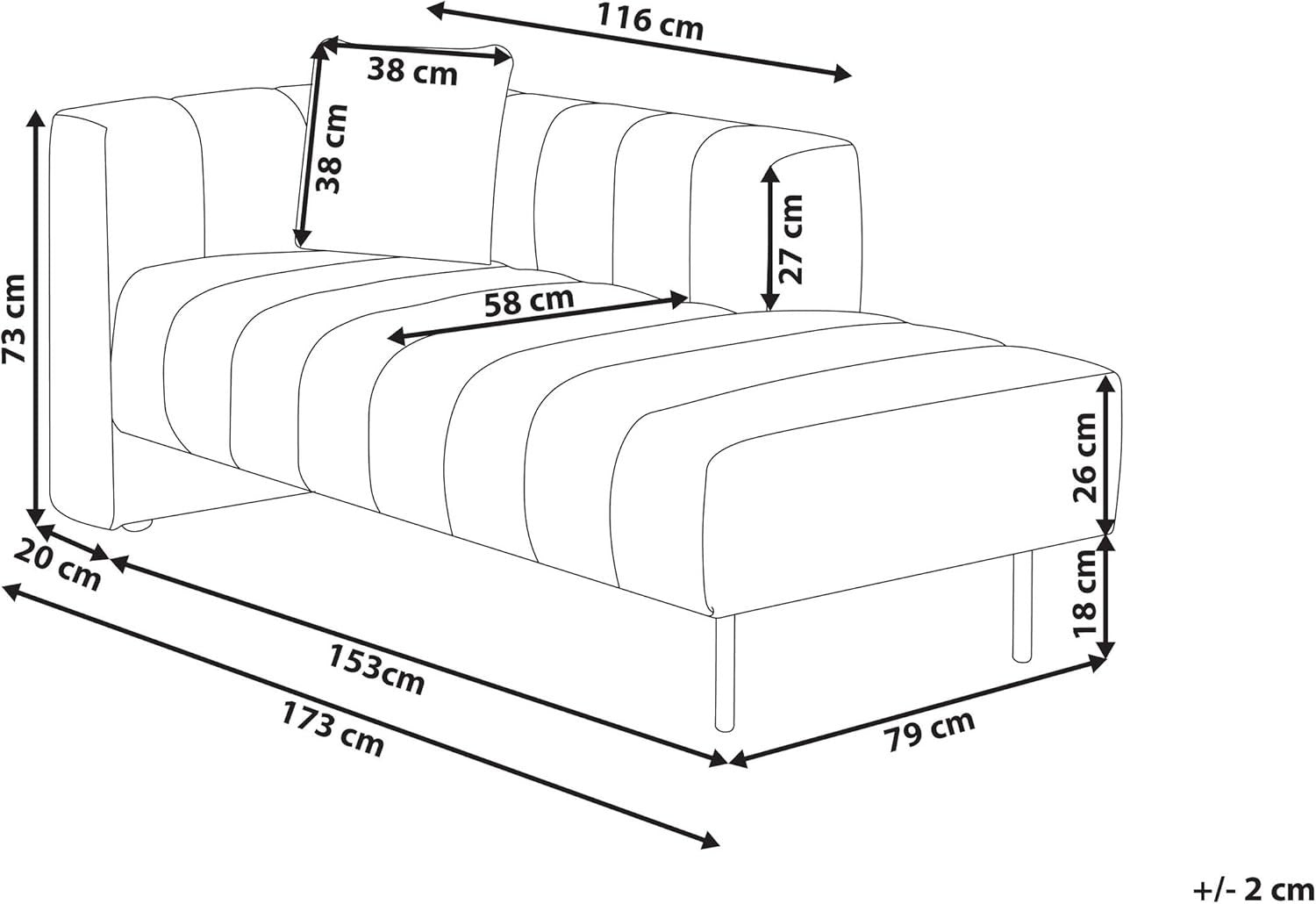 Modern Left Hand Chaise Lounge Vegan Leather Sofa Off-White 173cm Recliner