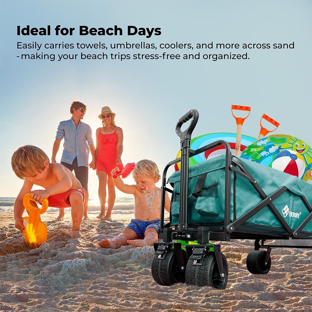 Heavy Duty Foldable Utility Wagon 150KG Beach Garden Cart with Wheels