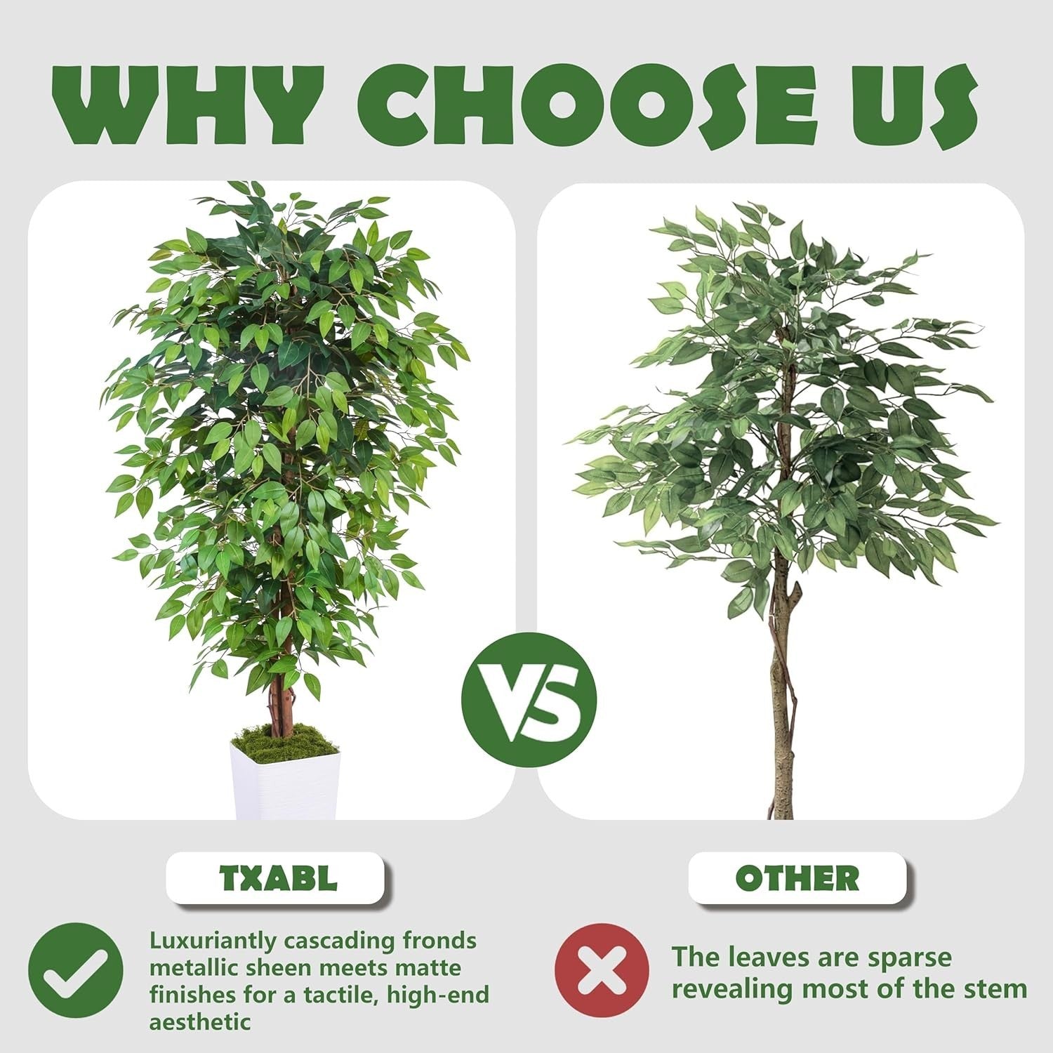 180cm Artificial Ficus Tree in Pot Lush Green Tall Lifelike Indoor Decoration