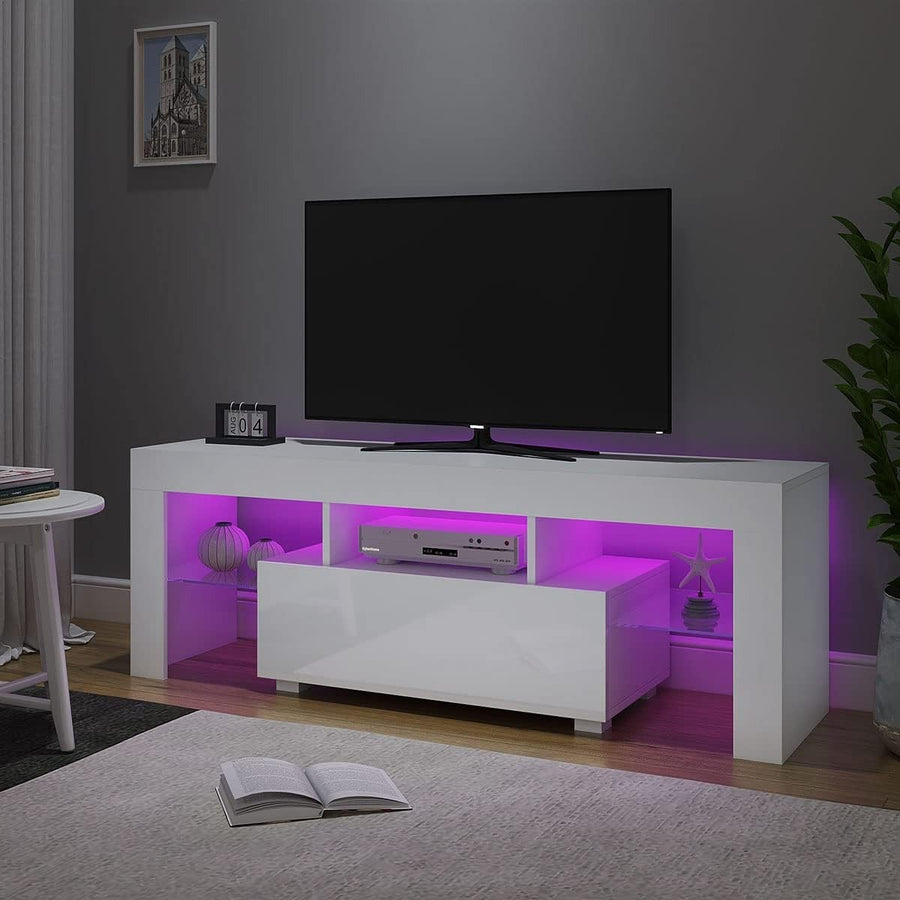 Modern LED TV Stand Cabinet for 32-55" TV RGB Lights Storage Drawer