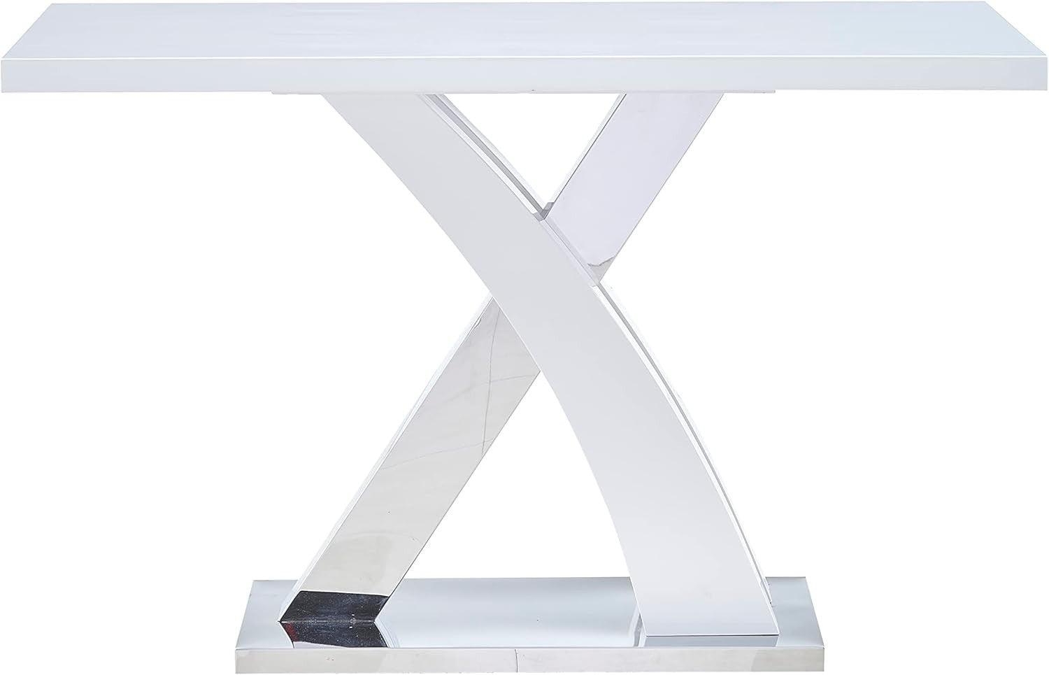 White High Gloss Extendable Dining Table 4 Black Chairs Modern Kitchen Set
