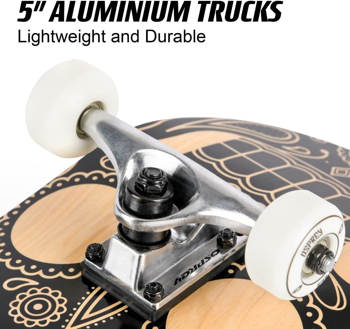 31" Double Kick Skateboard Candy Skull Trick Board ABEC7 Maple Deck PU Wheels