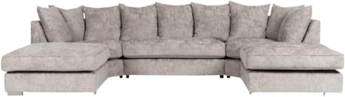 Grey Corner Sofa L or U Shaped Chenille Scatterback with Footstool Option